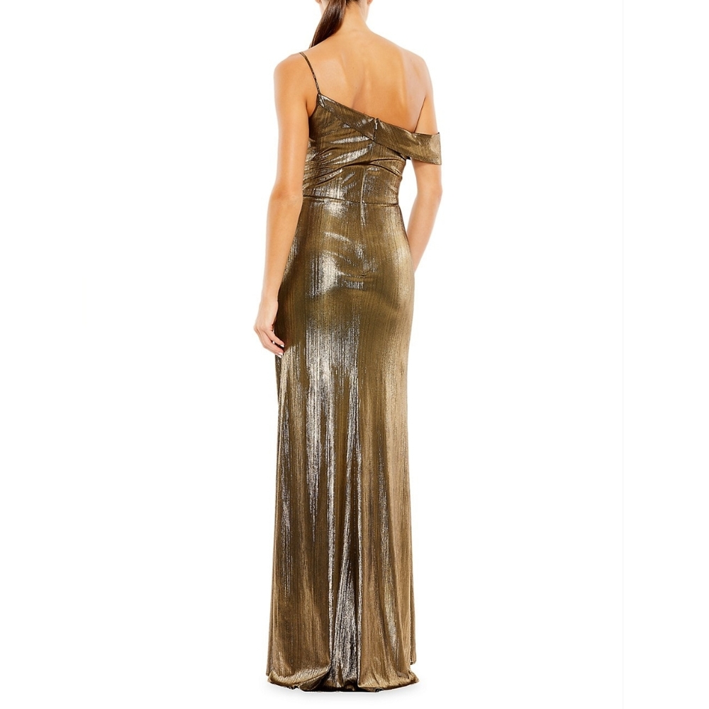 Mac Duggal Metallic Wrap Gown - Picture 2 of 3